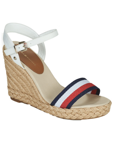 Sandales femmes Tommy Hilfiger SHIMMERY RIBBON HIGH WEDGE Blanc