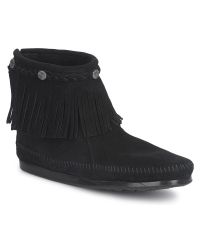 Boots femmes Minnetonka HI TOP BACK ZIP BOOT Noir