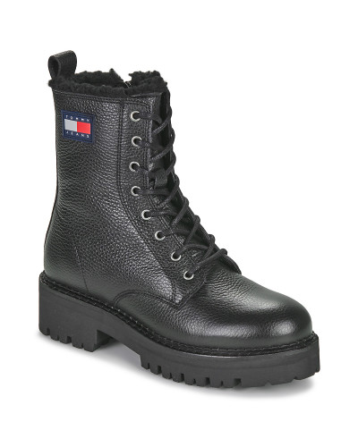 Boots femmes Tommy Jeans TJW URBAN BOOT TUMBLED LTR WL Noir