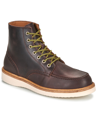 Boots hommes Selected SLHTEO NEW LEATHER MOC-TOE BOOT Marron