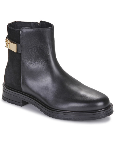 Boots femmes Tommy Hilfiger TH LOGO LEATHER MIX CHELSEA Noir