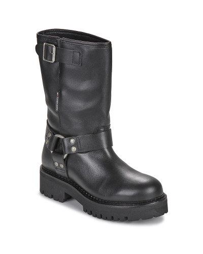 Boots femmes Tommy Jeans TJW URBAN BIKER BOOT LEATHER Noir