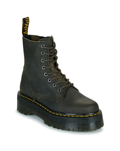 Boots femmes Dr. Martens Jadon Charcoal Grey Burnished Waxy Pull Up Marron