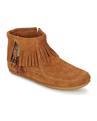 Boots femmes Minnetonka CONCHO FEATHER SIDE ZIP BOOT Marron