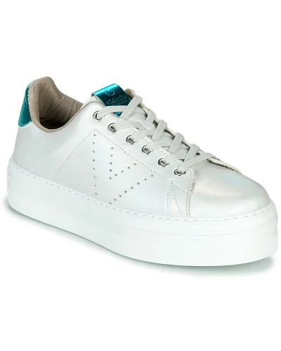 Baskets basses femmes Victoria BARCELONA METAL Blanc