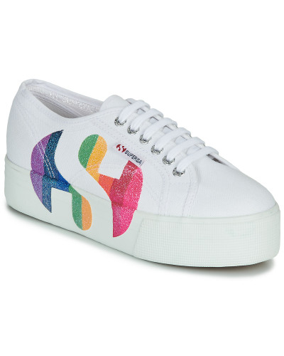 Baskets basses femmes Superga 2790-COTWPRINTEDLOGOGLITTER Blanc