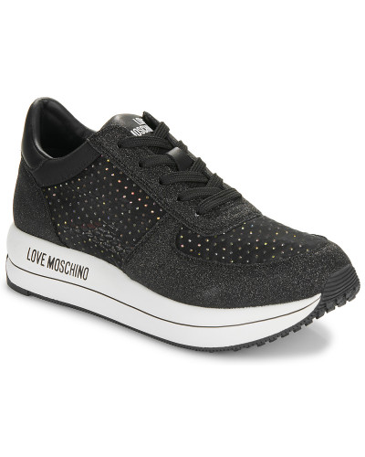 Baskets basses femmes Love Moschino STRASS MESH GLITTER Noir