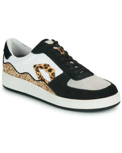 Baskets basses femmes Bons baisers de Paname LOULOU BLANC NOIR LEOPARD Blanc