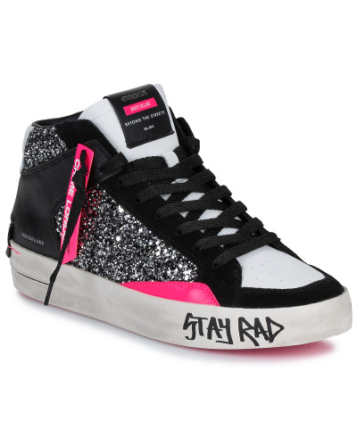 Baskets montantes femmes Crime London SK8 DELUXE MID Noir