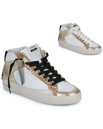 Baskets montantes femmes Crime London SK8 DELUXE MID Blanc