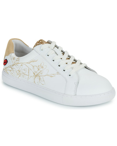 Baskets basses femmes Bons baisers de Paname SIMONE GOLD FLOWERS Blanc