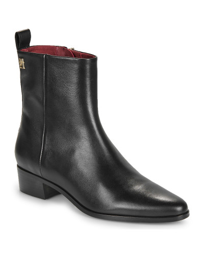 Bottines femmes Tommy Hilfiger LOW COWBOY FLAT LEATHER Noir