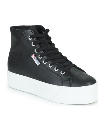 Baskets montantes femmes Superga 2730 HI TOP NAPPA Noir