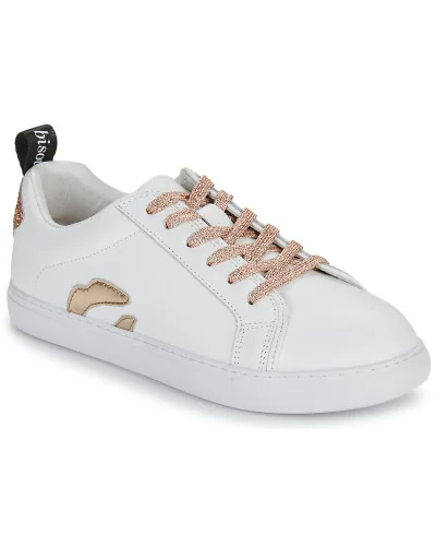 Baskets basses femmes Bons baisers de Paname BETTYS METALIC ROSE GOLD LACE Blanc
