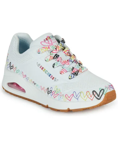 Baskets basses femmes Skechers JGOLDCROWN: UNO - LOVE Blanc