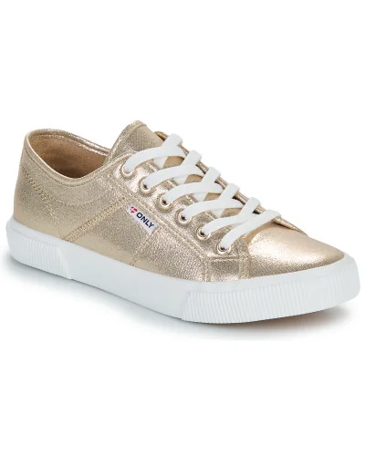 Baskets basses femmes Only ONLNICOLA CANVAS SNEAKER METALLIC Doré
