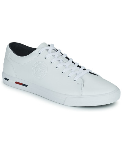 Baskets basses hommes Tommy Hilfiger CORPORATE LOGO LEATHER VULC Blanc