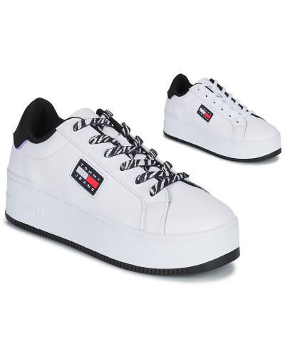 Baskets basses femmes Tommy Jeans FLATFORM WILD ANIMAL CUPSOLE Blanc