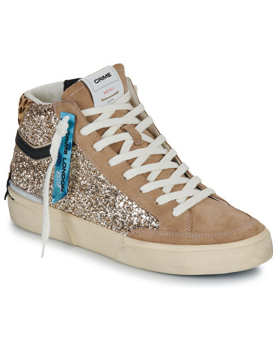 Baskets montantes femmes Crime London RECUT HIGH Doré