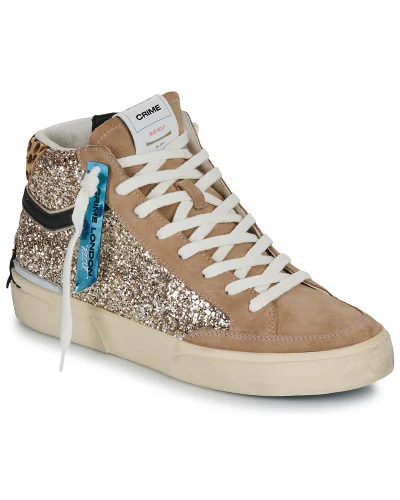 Baskets montantes femmes Crime London RECUT HIGH Doré