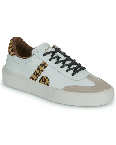 Baskets basses femmes Blackstone EL280-WHITE-LEOPARD Blanc