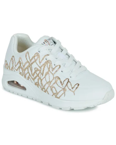 Baskets basses femmes Skechers UNO GOLDEN HEART Blanc