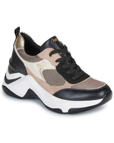 Baskets basses femmes Exé Shoes 106-22WEX123-PU-BLACK-BEIGE Noir