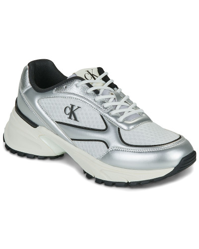 Baskets basses femmes Calvin Klein Jeans HIKE RUNNER LACE UP MESH MIX MET Gris