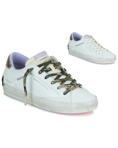 Baskets basses femmes Crime London DISTRESSED Blanc