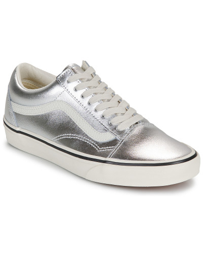 Baskets basses femmes Vans Old Skool LEATHER METALLIC SILVER Argenté