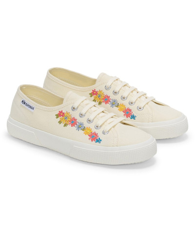 Baskets basses femmes Superga 3750 FLOWER PRINT LEGGERA Blanc