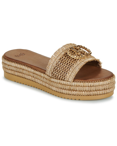 Mules femmes Exé Shoes 549-HYDRA-RAFFIA-TAN Marron