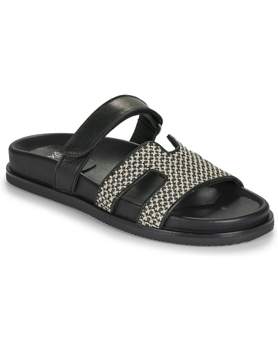 Mules femmes Exé Shoes 966-KIMOLOS-LEATHER-BEIGE-BLACK Noir
