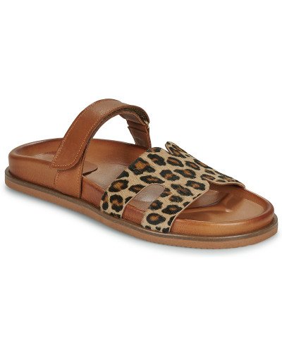 Mules femmes Exé Shoes 967-KIMOLOS-LEOPARD-TAN Marron