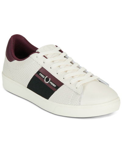 Baskets basses hommes Fred Perry Spencer Perf Leather / Branded Tape Blanc