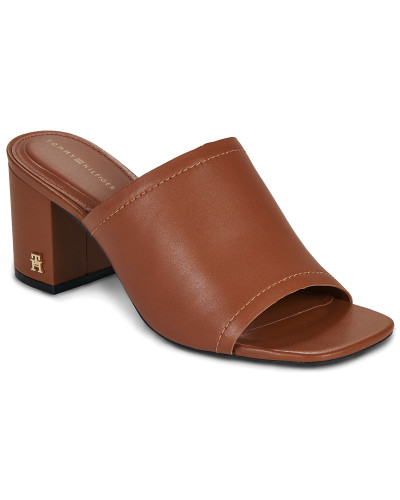 Mules femmes Tommy Hilfiger TH BLOCK HEEL MULE LTH Marron