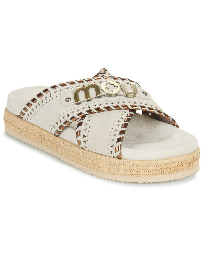 Mules femmes Mou CRISS-CROSS SANDAL METAL STITCH Blanc