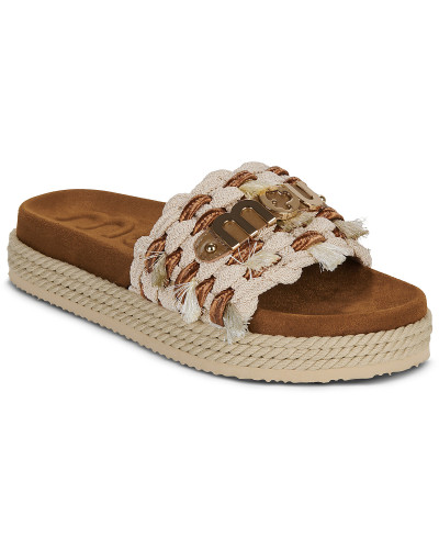 Mules femmes Mou MONOBAND ROPE SANDAL FRINGES Beige