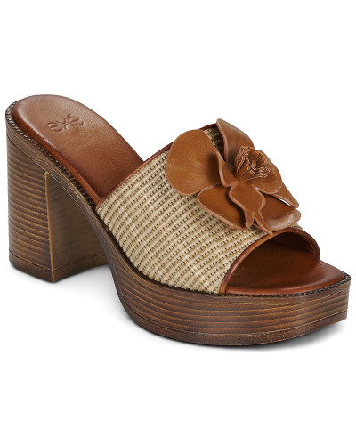 Mules femmes Exé Shoes 595 CECILIA-RAFFIA-BEIGE-TAN Marron