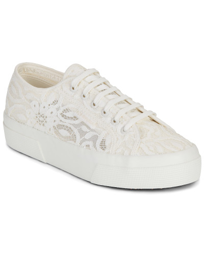 Baskets basses femmes Superga 2740 PLATFORM PIZZO MACRAME Blanc