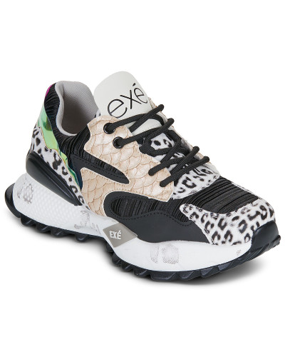 Baskets basses femmes Exé Shoes D190608-17-SNAKE-BLACK Noir