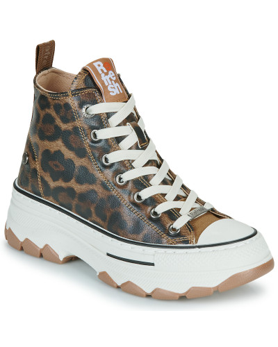 Baskets montantes femmes Refresh 173078-LEOPARD Marron